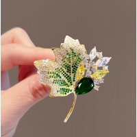 XSB221 - Hollow Green Leaves Saree Brooch